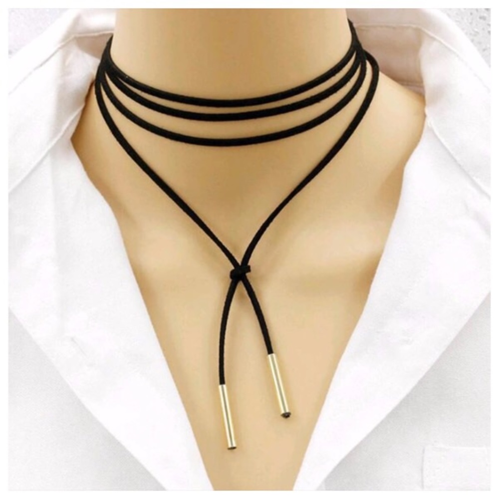 Black Rope Choker Necklace - Picture 2 of 5